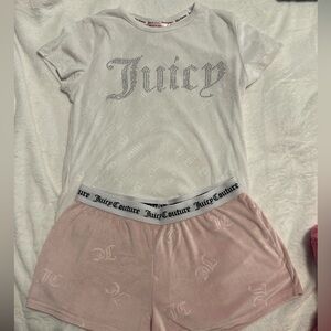 Juicy Couture White Tee and Pink Shorts Set